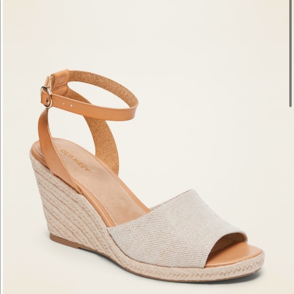 Metallic Textile Espadrille Wedge Sandals